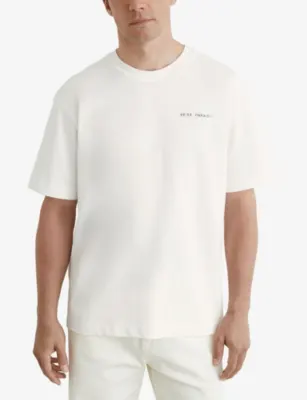 REISS Paraiso Palm-Print Cotton T-Shirt detail 3