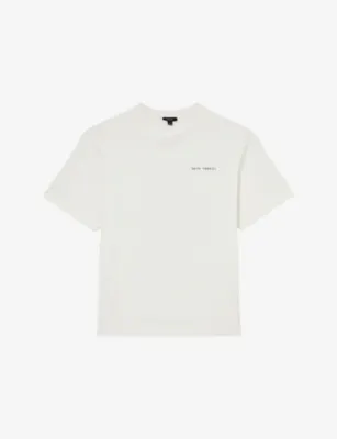 REISS Paraiso Palm-Print Cotton T-Shirt