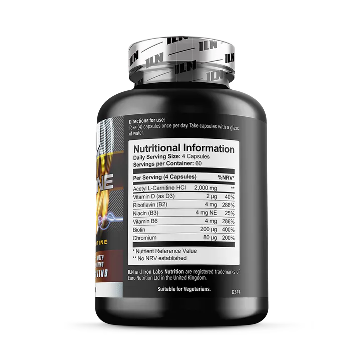 Iron Labs Nutrition Acetyl L Carnitine Capsules - 2,000mg Carnitine plus 6 Nutrients - 240 Vegetarian Capsules detail 2