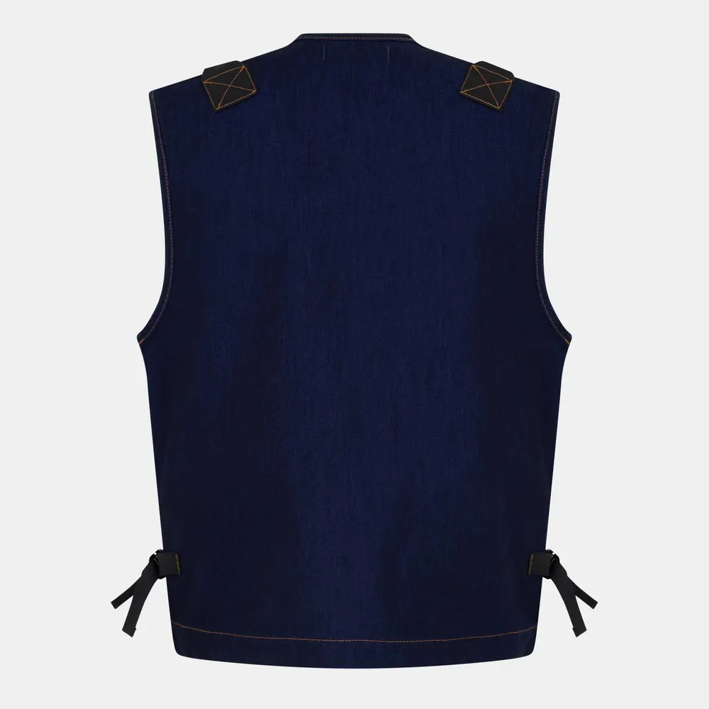 Stone Island Men's Denim Research Sleeveless Gilet in Indigo VJ201, additional product view 2