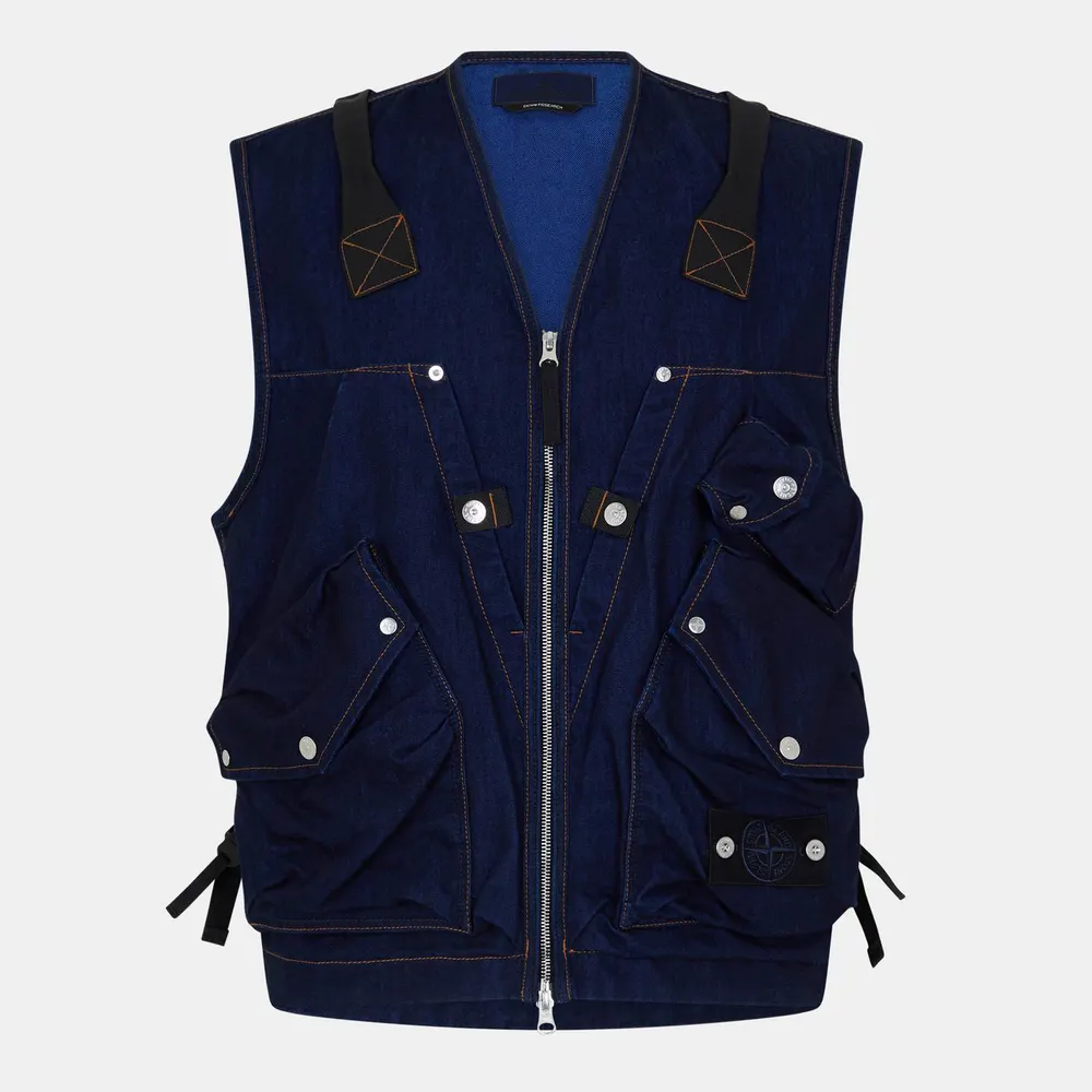 Stone Island Men's Denim Research Sleeveless Gilet in Indigo VJ201 – Clothing