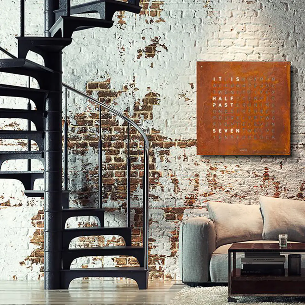 QLOCKTWO LARGE Creator's Edition Rust Wall Clock 90cm, additional product view 2