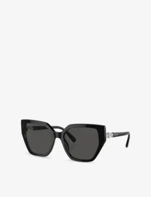 SWAROVSKI SK6016 Irregular-Frame Acetate Sunglasses in BLACK, additional product view 2
