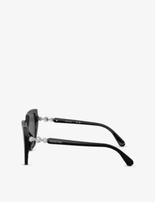SWAROVSKI SK6016 Irregular-Frame Acetate Sunglasses in BLACK, additional product view 3