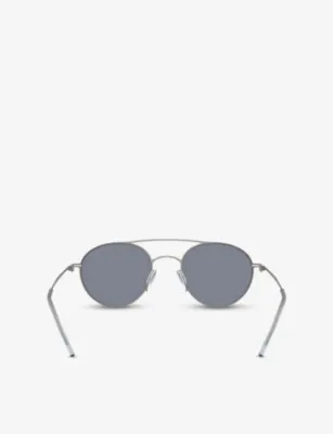 GIORGIO ARMANI AR6169 Pilot-Frame Metal Sunglasses in GREY, additional product view 3