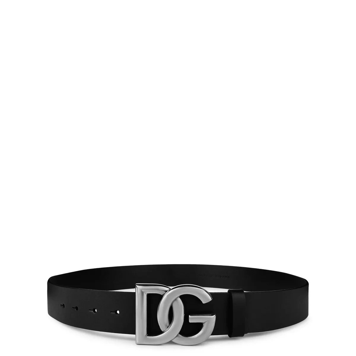 Dolce and Gabbana Men's Interlock Logo Leather Buckle Belt, 40mm