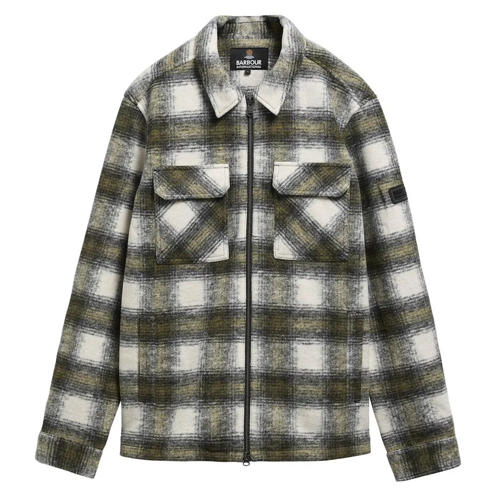 Barbour International Men's Clayton Brushed Fleece Overshirt in Fir Green – Clothing