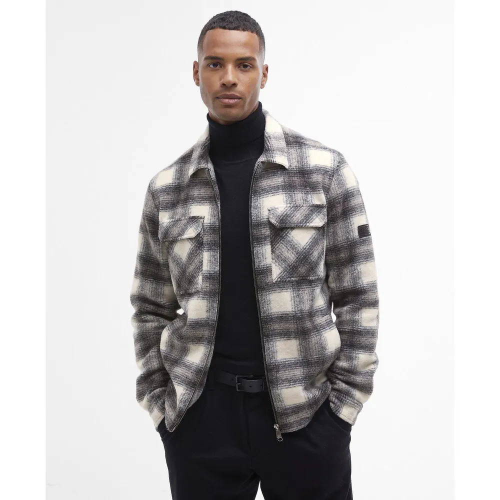 Barbour International Men's Clayton Brushed Fleece Overshirt in Concrete GY35, additional product view 2