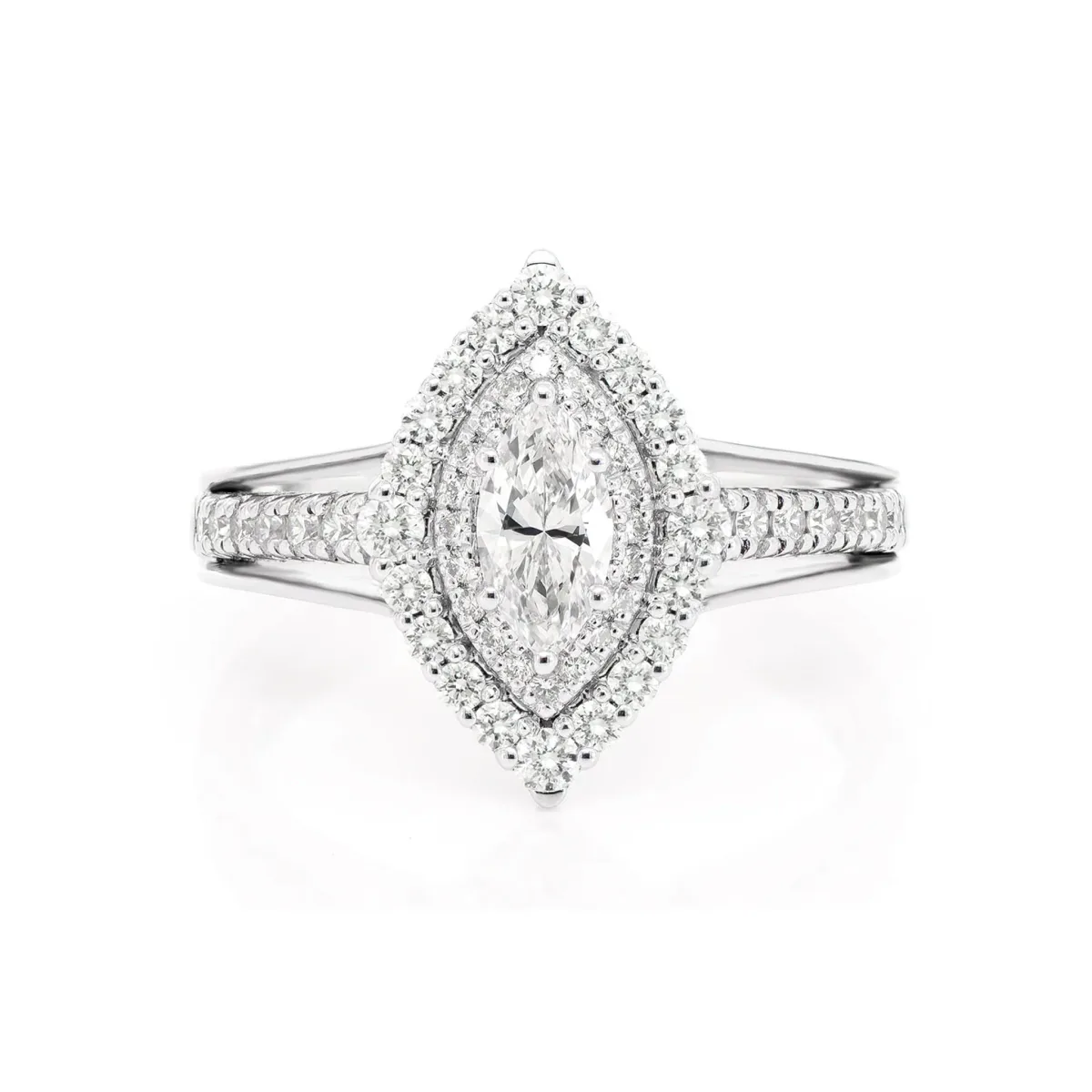For Him Marquise Double Halo Diamond Ring in White Gold / Lab Grown Diamond – Ring