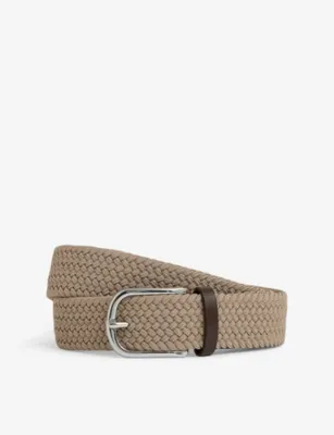 REISS Elmont Woven Belt - DARK BROWN - 28 detail 2
