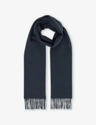 REISS Picton fringed-trim wool and cashmere-blend scarf