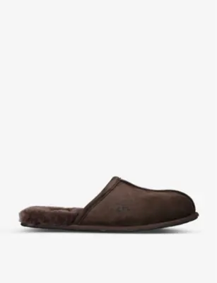 UGG Scuff logo-embroidered suede and shearling slippers - EUR 41 / 7 UK MEN in BROWN/OTH – Mens | Casual shoes | Slippers