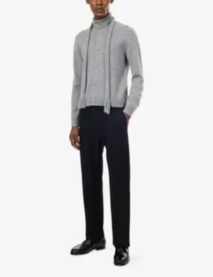 TOTEME Scarf Cashmere Knit Cardigan in GREY MELANGE, additional product view 2