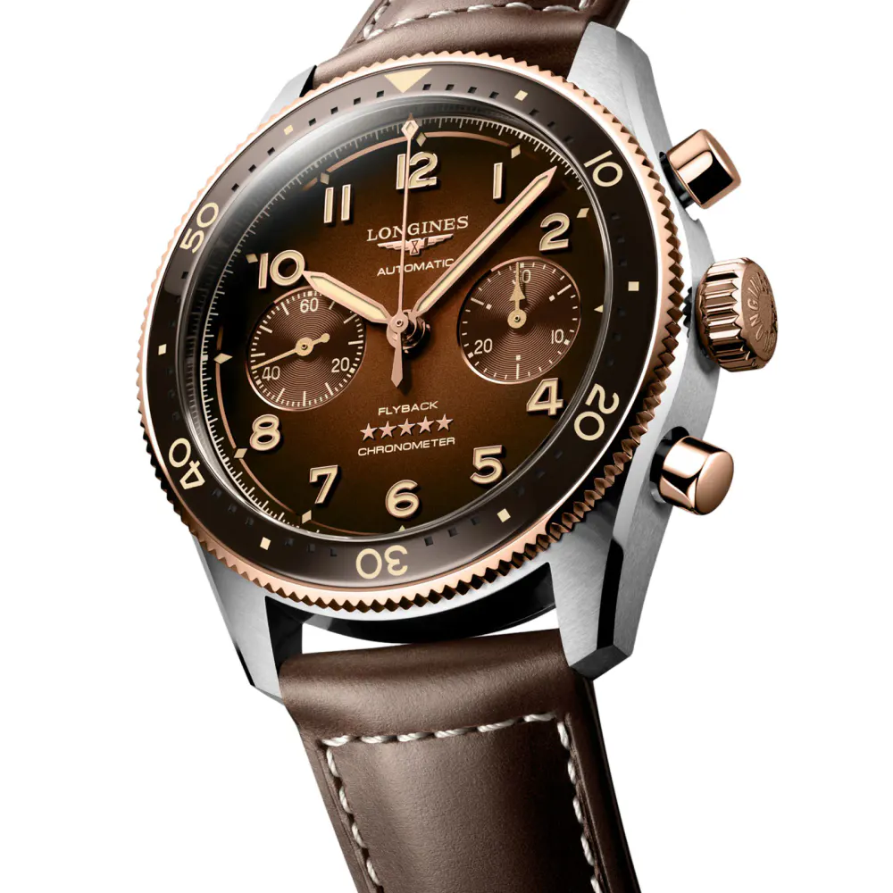 Longines Spirit Flyback 42mm Mens Watch Brown detail 2