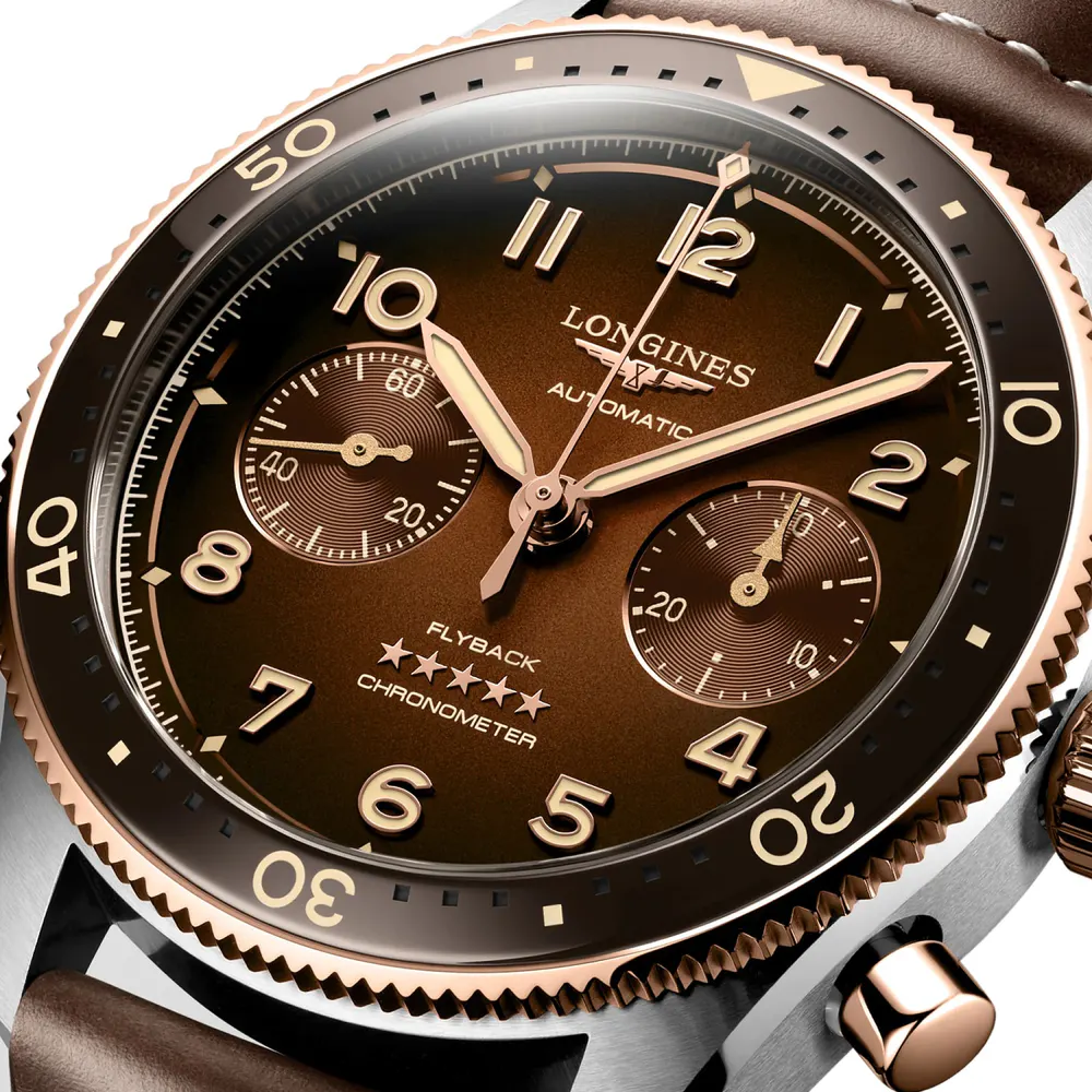 Longines Spirit Flyback 42mm Mens Watch Brown detail 3