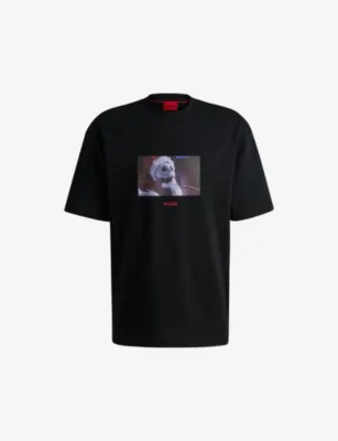 HUGO Graphic-print crew-neck cotton T-shirt