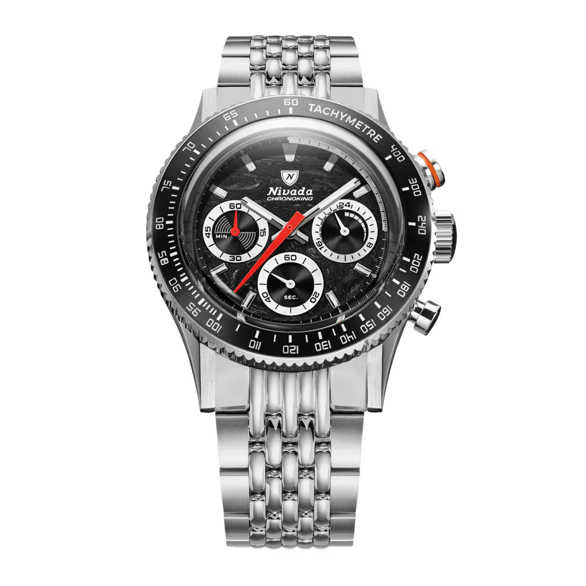 Nivada Grenchen Chronoking Mecaquartz Racing 38mm Mens Watch Black