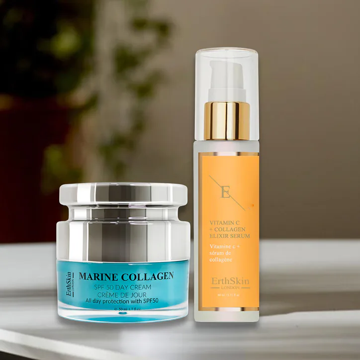 Erth Skin London Marine Collagen SPF50 Day Cream 50ml +VITAMIN C + COLLAGEN ELIXIR SERUM 60ML detail 2