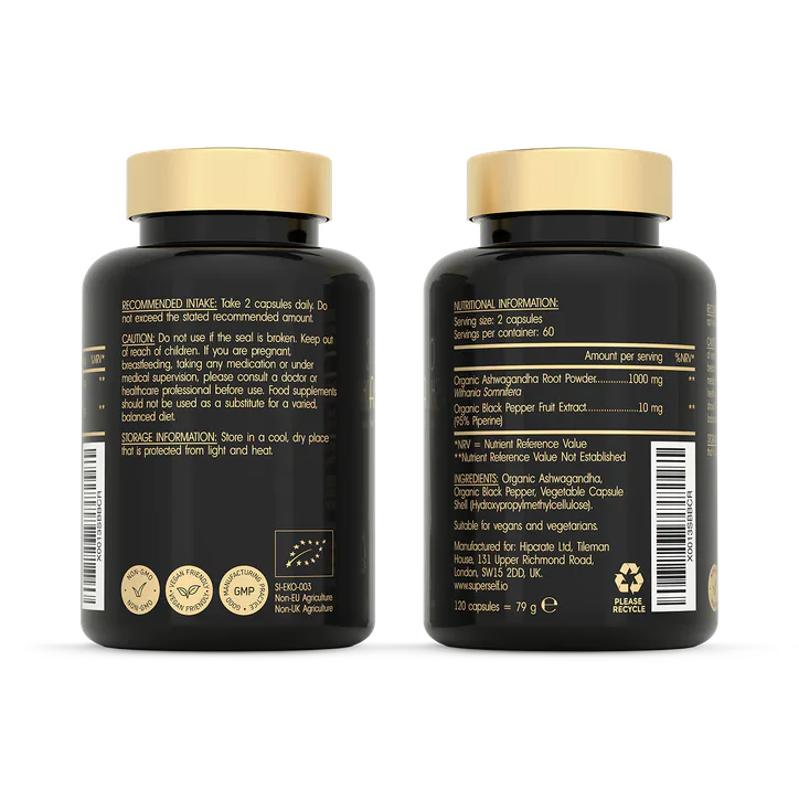 SuperSelf Organic Ashwagandha 1000mg 120 Capsules, additional product view 2