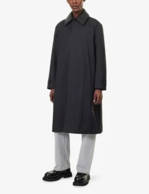 BOTTEGA VENETA Contrast-Collar Technical Wool and Silk-Blend Coat detail 3