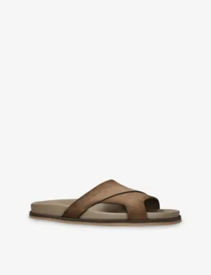 SANTONI Downtime Suede Sandals - EUR 43 / 9 UK MEN in Brown, additional product view 3