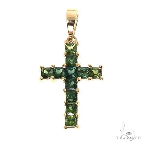 PIA - For Him GEMSTONES Forest Green Princess Cut Cross 67623 in Rose – Pendant