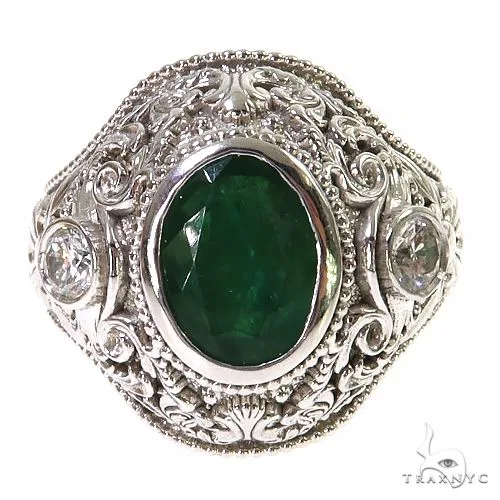 MARYAM - For Him SILVER Royal Garden Oval Emerald Ring 69669 in 10 – Ring