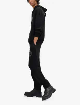 HUGO Flame graphic-print oversized-fit cotton-blend hoody detail 2