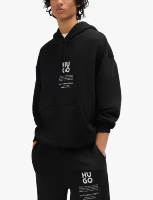 HUGO Flame graphic-print oversized-fit cotton-blend hoody detail 3