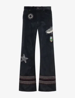 KHOKI Patched Design Cotton Corduroy Trousers in BLACK – Mens | Trousers & shorts | Casual