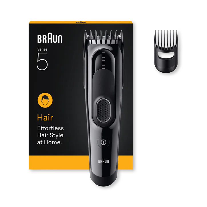 BRAUN Hair Clipper Series 5, +2 Styling Tools, Lifetime Sharp Blade, 9 Lengths, HC5510, Black