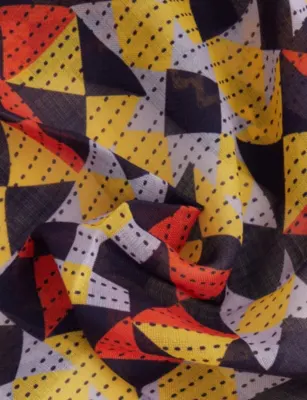 DRAKES Patchwork Printed Silk Bandana Scarf in DARK NAVY, additional product view 3