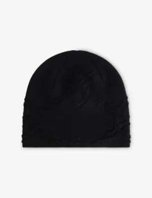 DAILY PAPER Textured Shield-Intarsia Knitted Beanie in BLACK, additional product view 3