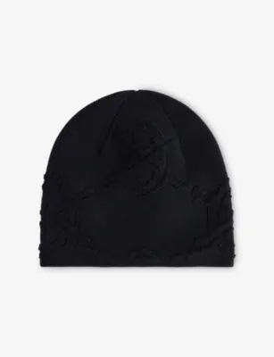 DAILY PAPER Textured Shield-Intarsia Knitted Beanie in BLACK – Mens | Hats | Beanies