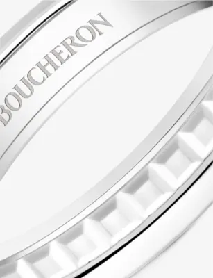 BOUCHERON Quatre Double White Edition 18ct white-gold and white hyceram wedding band - M.5 in WHITE GOLD, additional product view 3