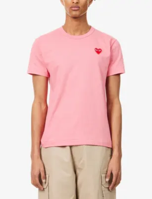 COMME DES GARCONS PLAY Embroidered-Logo Cotton T-shirt detail 3