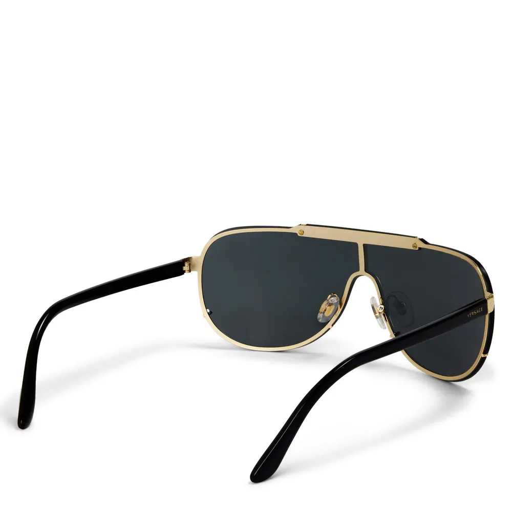 Versace Men's 0VE2140 Aviator Sunglasses in Gold/Black, additional product view 2