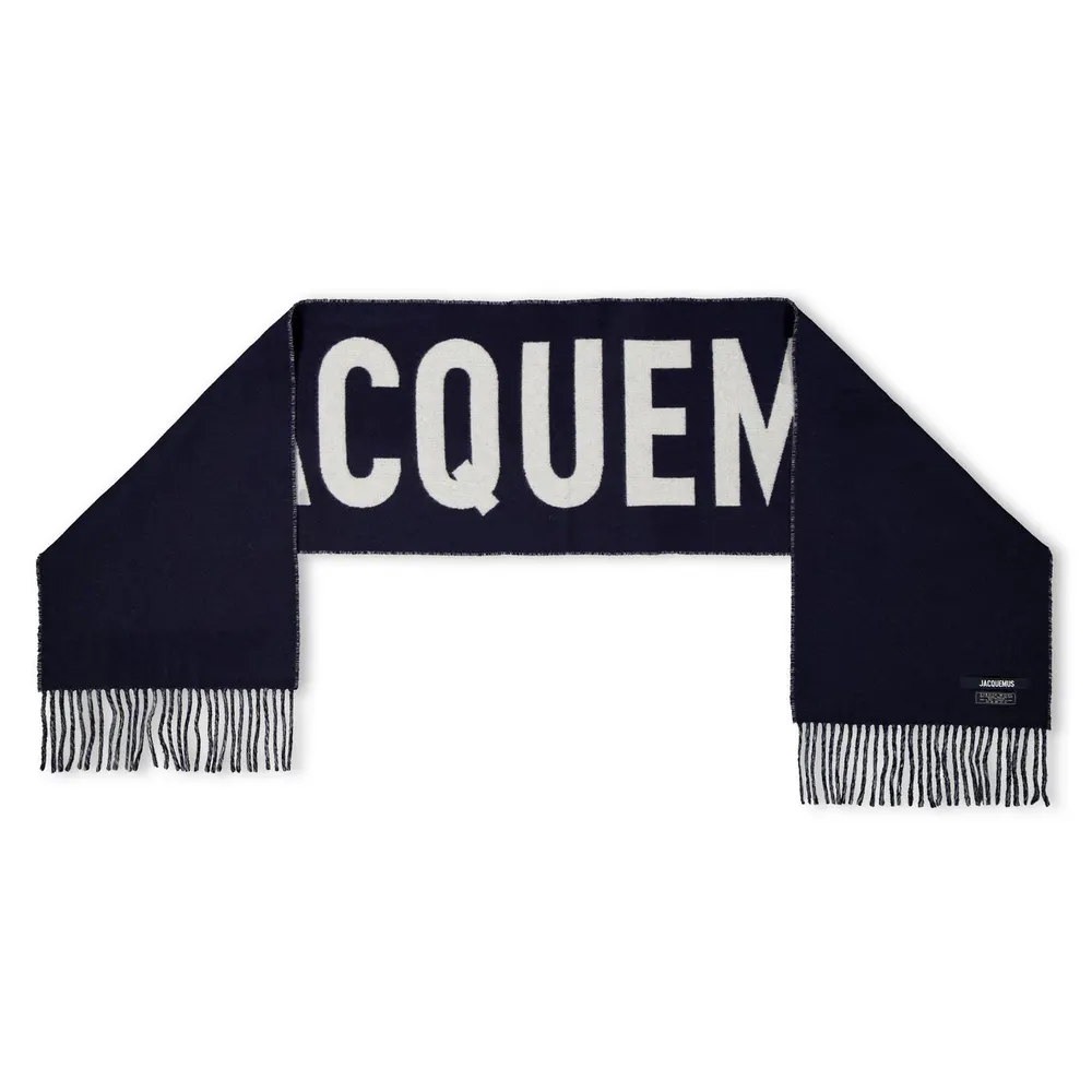 Jacquemus L'Écharpe Fringe Logo Scarf detail 3