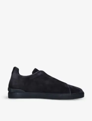 ZEGNA Triple Stitch suede low-top trainers - EUR 40 / 6 UK MEN in Navy – Mens | Trainers | Lace up trainers