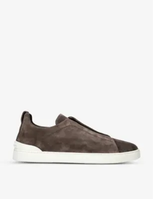ZEGNA Triple Stitch suede low-top trainers - EUR 40 / 6 UK MEN in DARK BROWN – Mens | Trainers | Lace up trainers