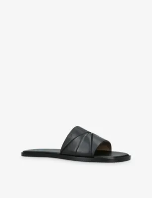 LOEWE Origami Leather Slides - EUR 40 / 6 UK MEN in BLACK, additional product view 3