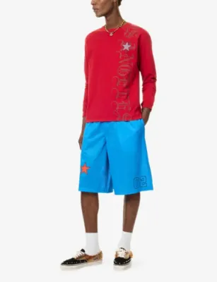 TWOJEYS LA-BCN Long-Sleeve Graphic Cotton-Jersey T-Shirt in RED, additional product view 2