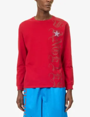 TWOJEYS LA-BCN Long-Sleeve Graphic Cotton-Jersey T-Shirt in RED, additional product view 3
