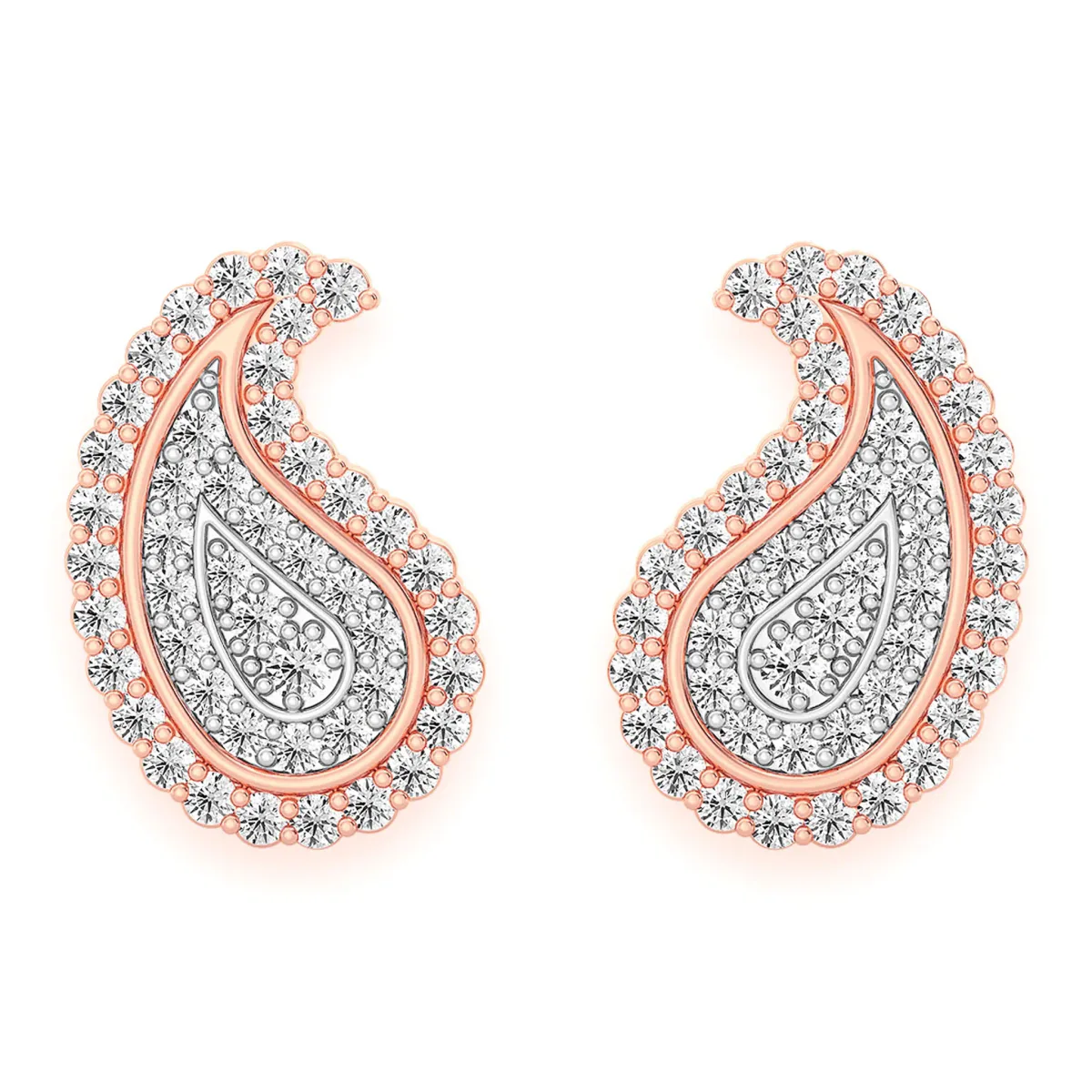 For Him Paisley Diamond Stud Earrings in Rose Gold / Natural Diamond – Earring
