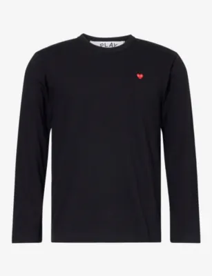COMME DES GARCONS PLAY Heart Motif-Logo Long-Sleeve Cotton T-Shirt - BLACK