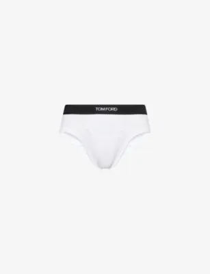TOM FORD Logo-print slim-fit stretch-cotton briefs - BLACK detail 2