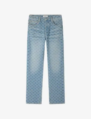 SANDRO Square-Pattern Straight-Leg Denim Jeans