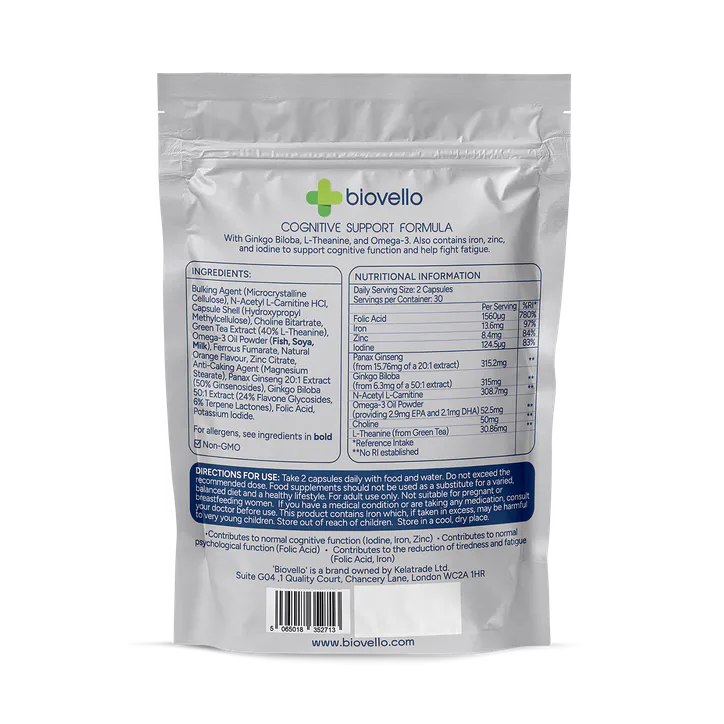Biovello Cognitive Support Formula - 60 Capsules detail 2