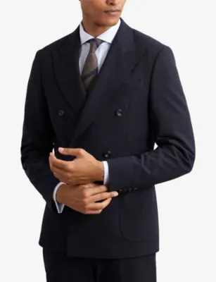REISS Belmont Regular-Fit Double-Breasted Stretch-Woven Blazer detail 3