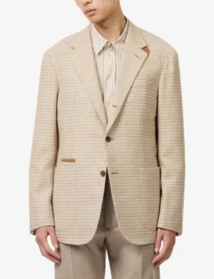 DUNHILL Houndstooth Single-Breasted Wool Jacket detail 3